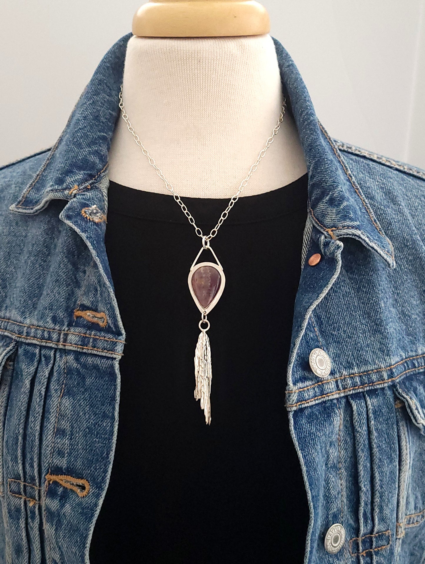 Fluorite and broom casting pendant