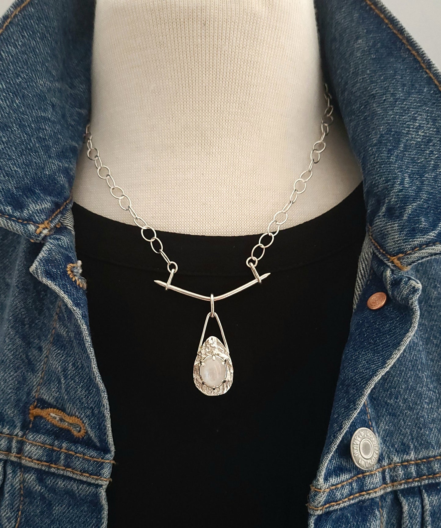 Floating Pendant on Post with Moonstone