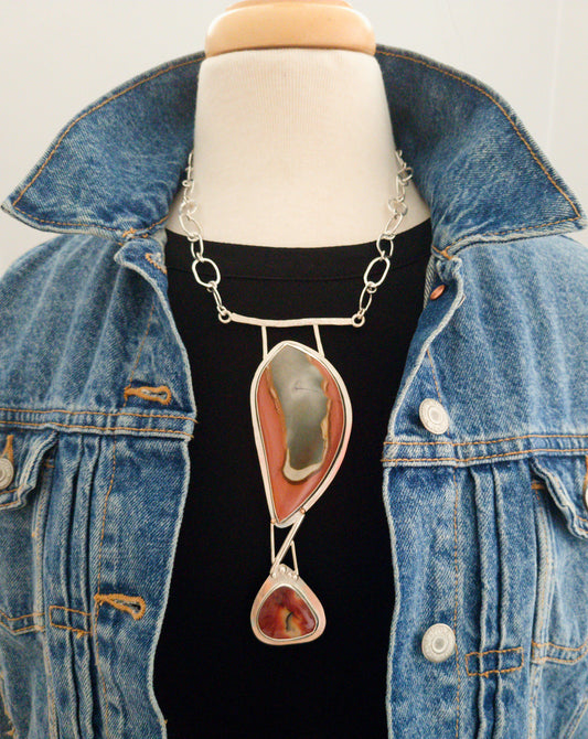 A Polychromatic Jasper and Mookaite Jasper Statement Necklace