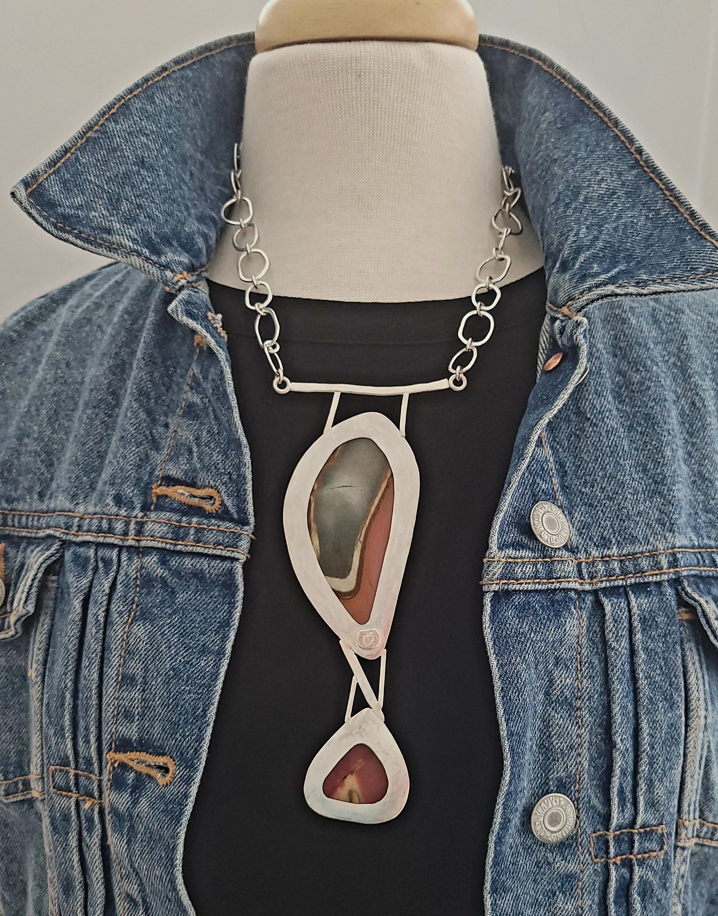 A Polychromatic Jasper and Mookaite Jasper Statement Necklace