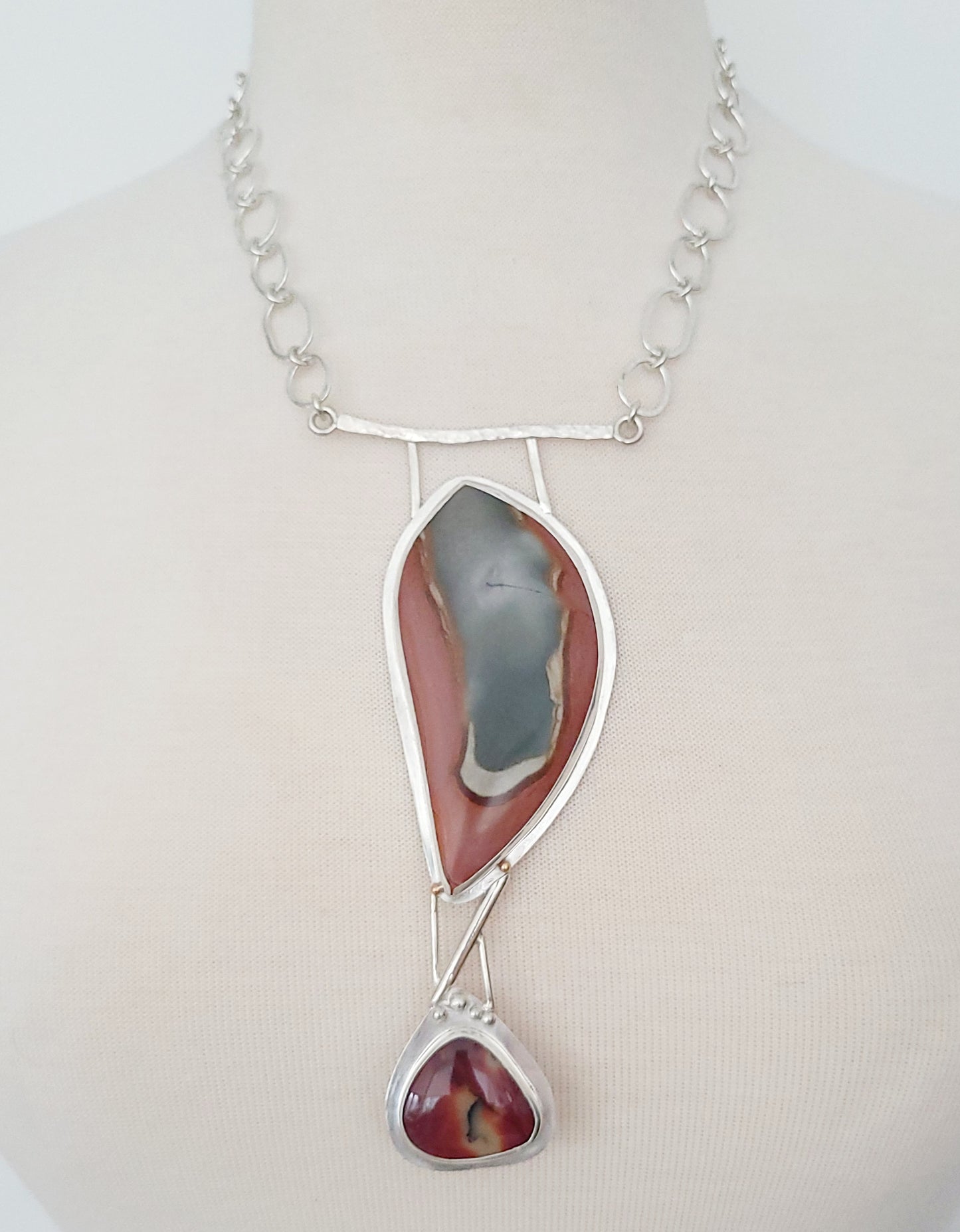 A Polychromatic Jasper and Mookaite Jasper Statement Necklace