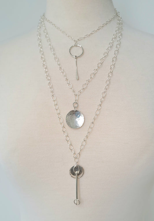 Triple strand sterling silver necklace