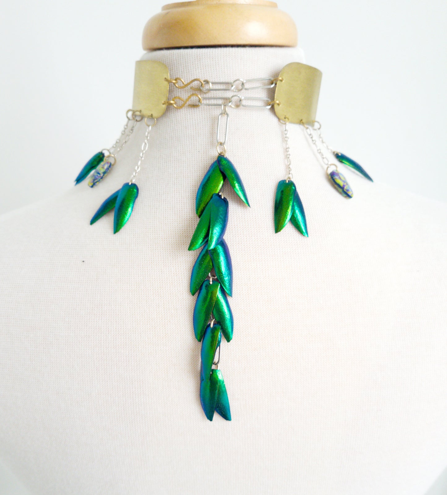 Polymer Clay and Brass Collar Necklace