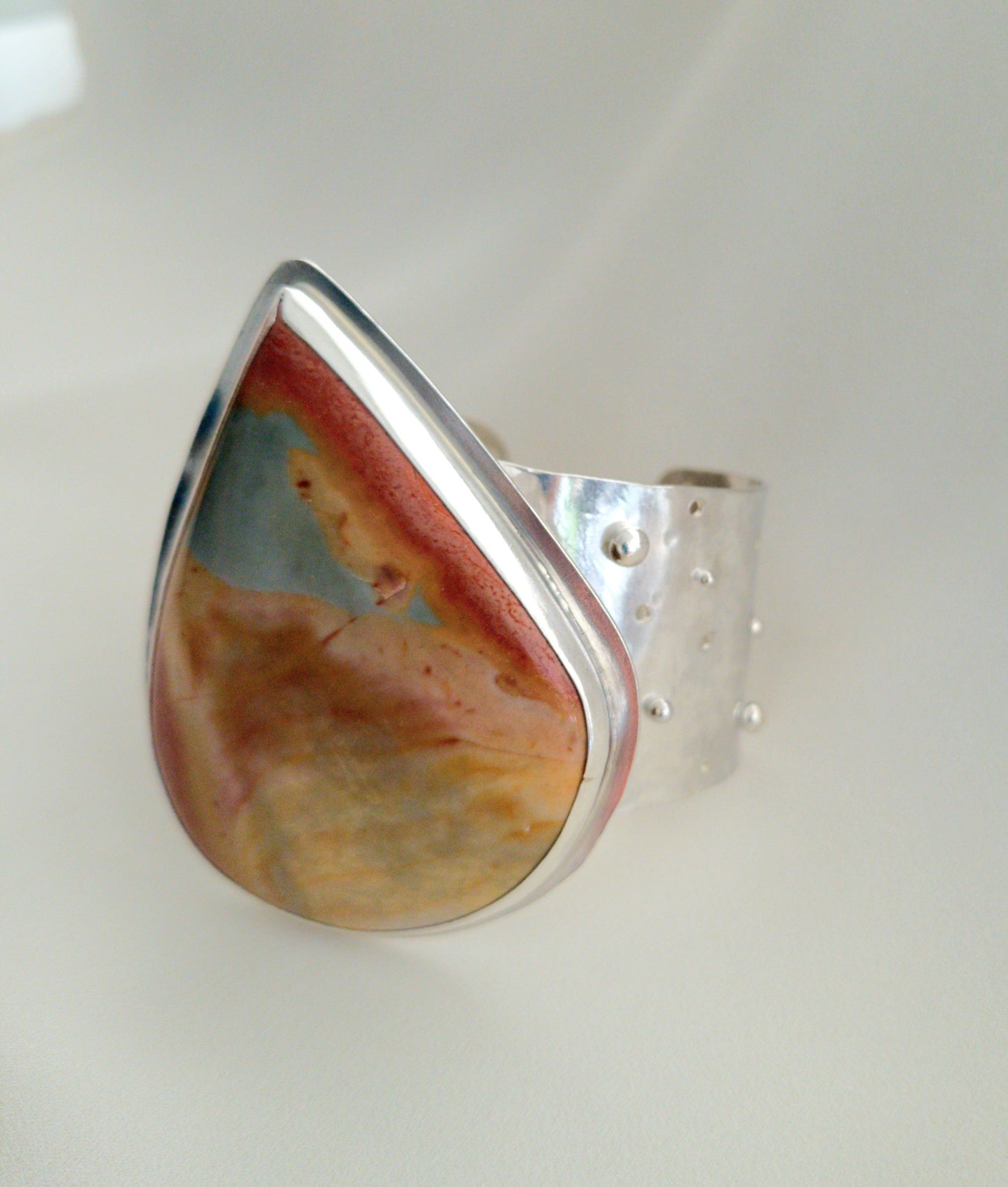 Silver and Polychrome Jasper Cuff Bracelet