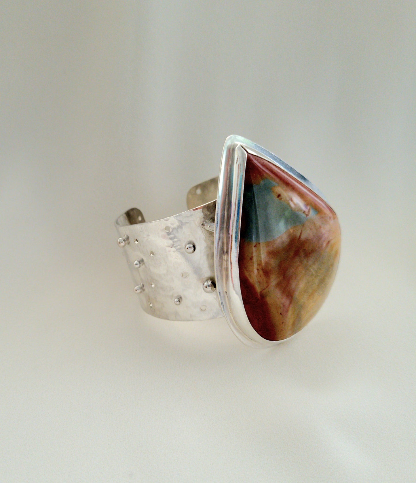 Silver and Polychrome Jasper Cuff Bracelet