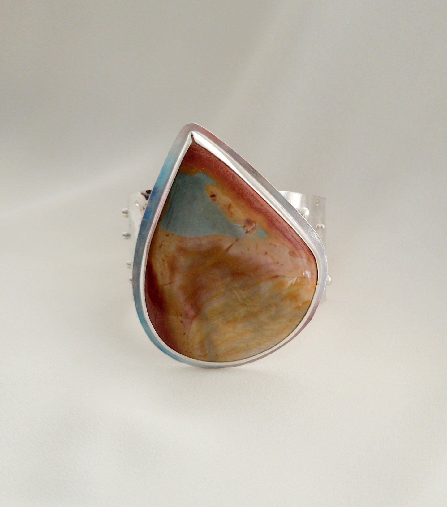 Silver and Polychrome Jasper Cuff Bracelet