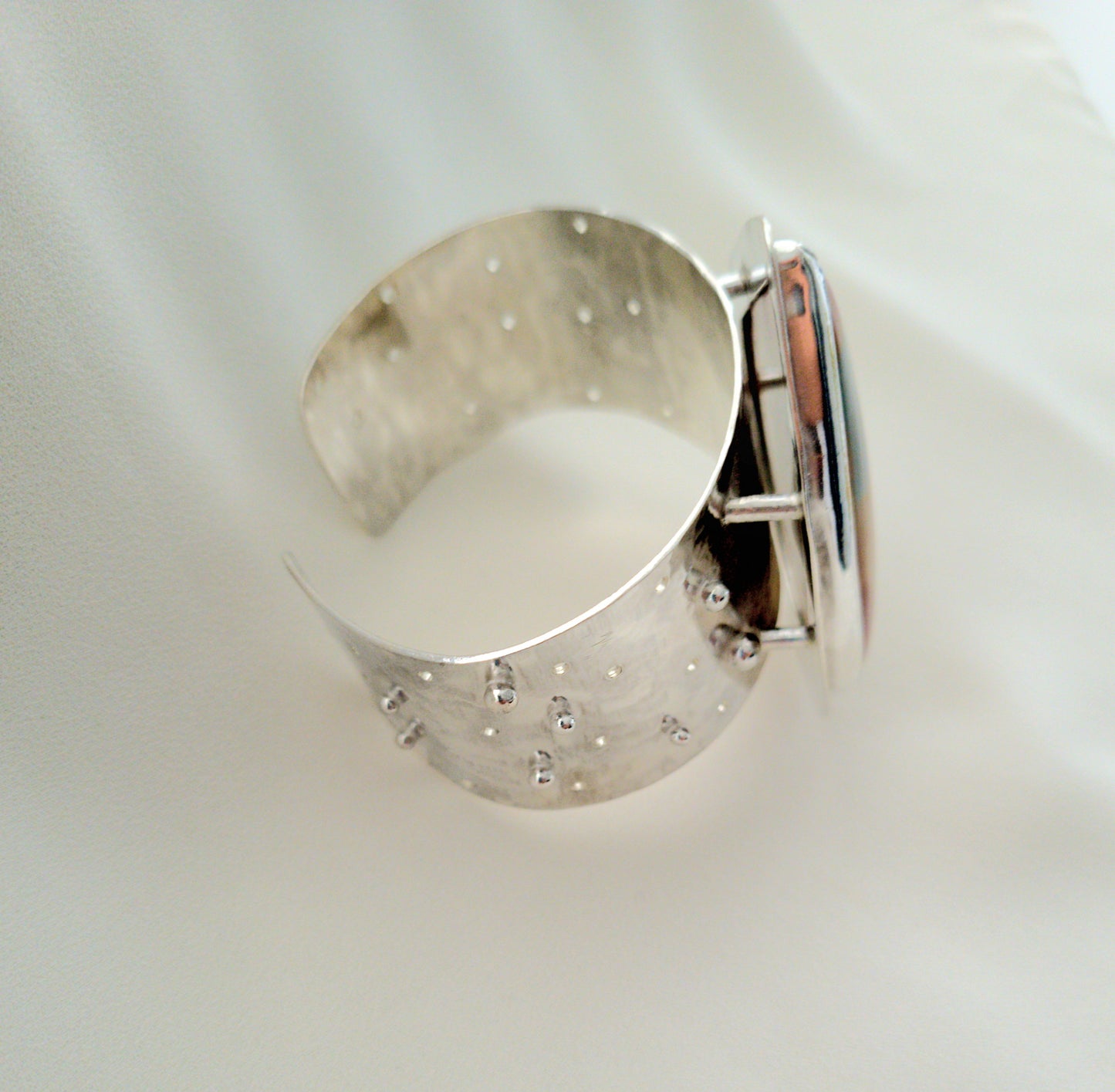 Silver and Polychrome Jasper Cuff Bracelet