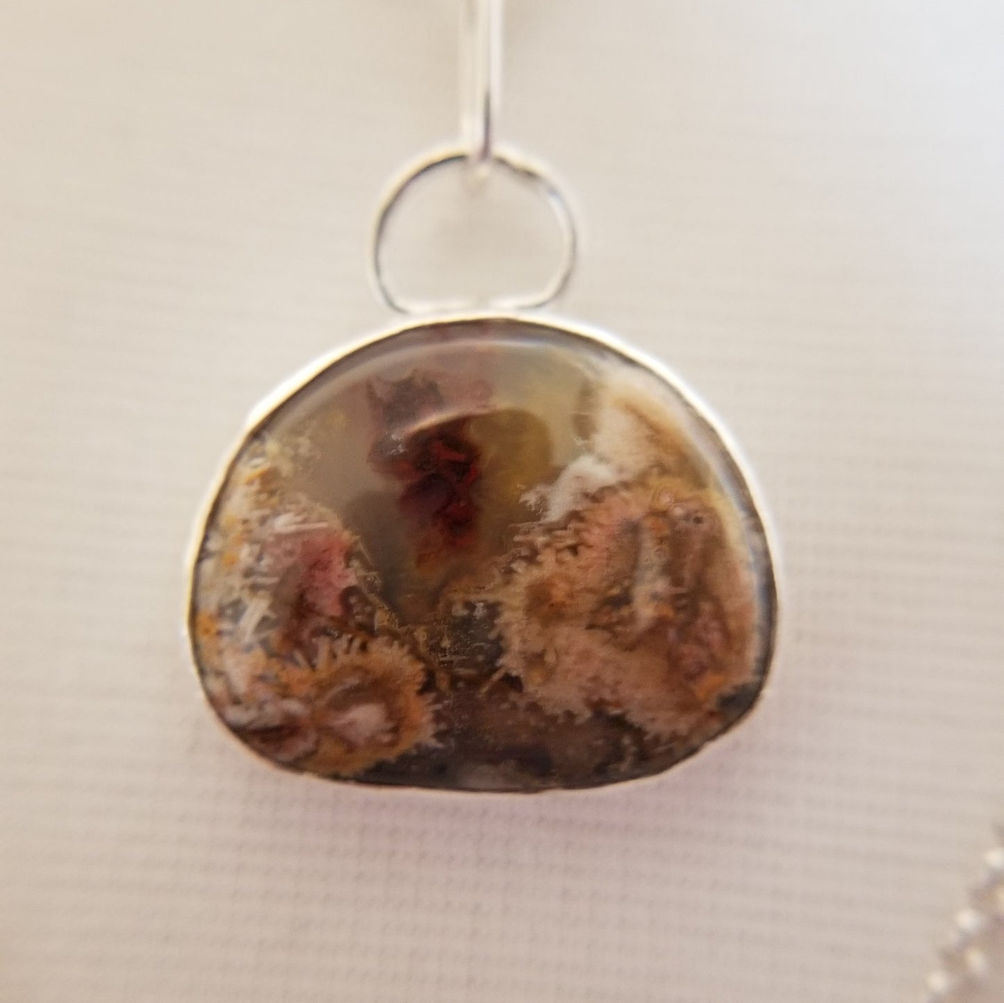 Triple Strand Silver Necklace with Copper, Brass and Agate