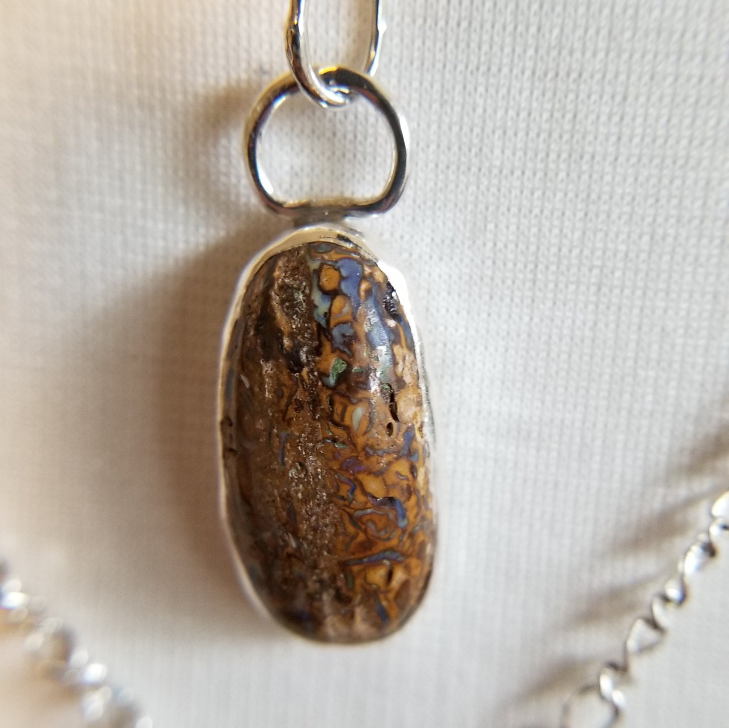 Triple Strand Necklace with Silver and Boulder Opal