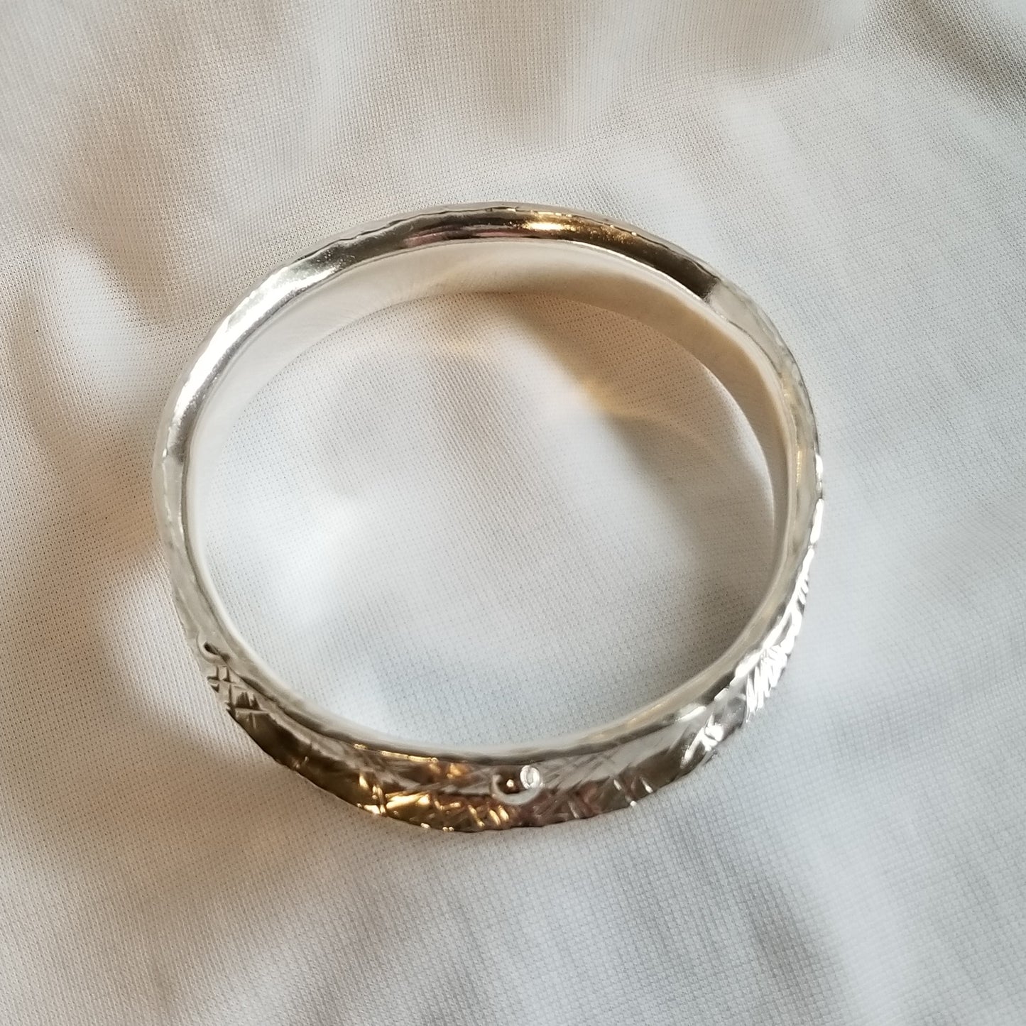 Textured Wide Bangle with Ball Detail