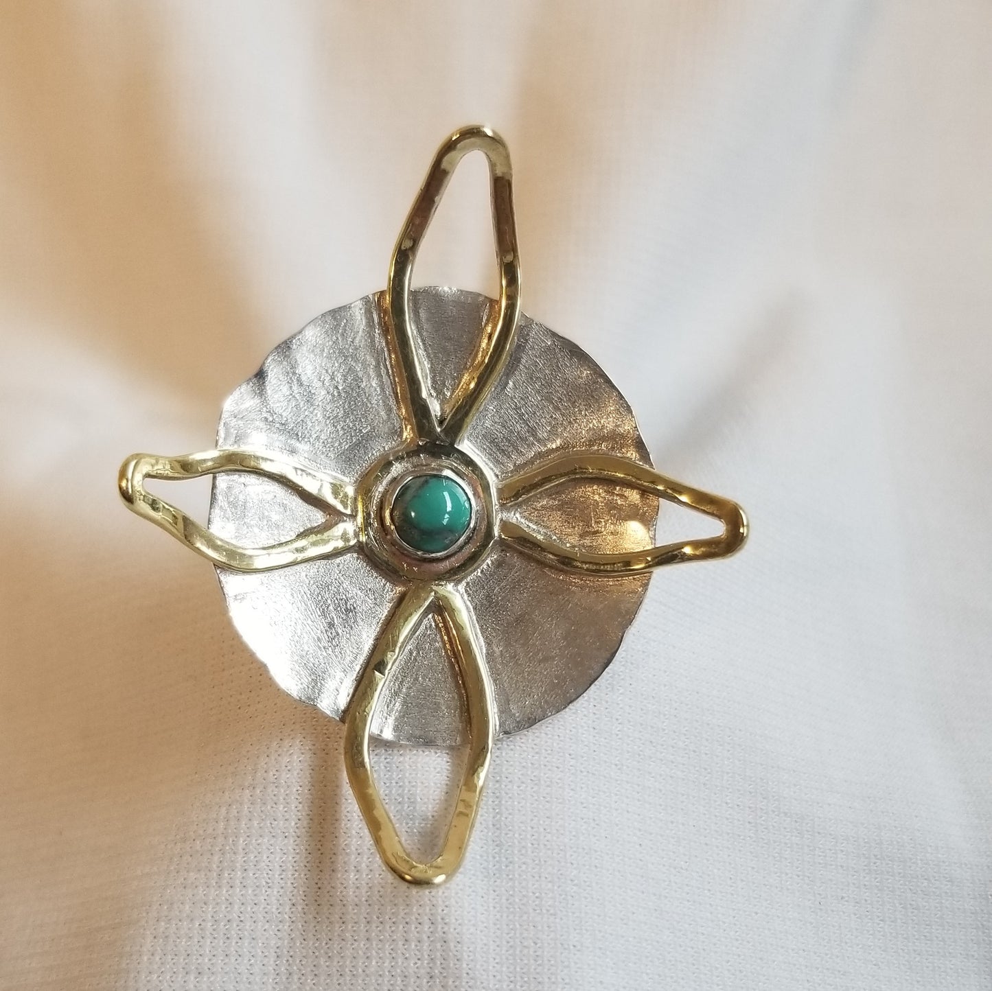 Flower Ring with Brass and Turquoise