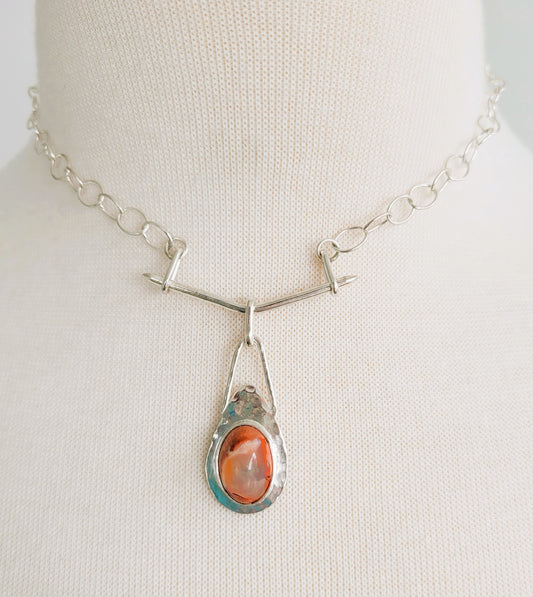 Floating Mexican Fire Opal Necklace