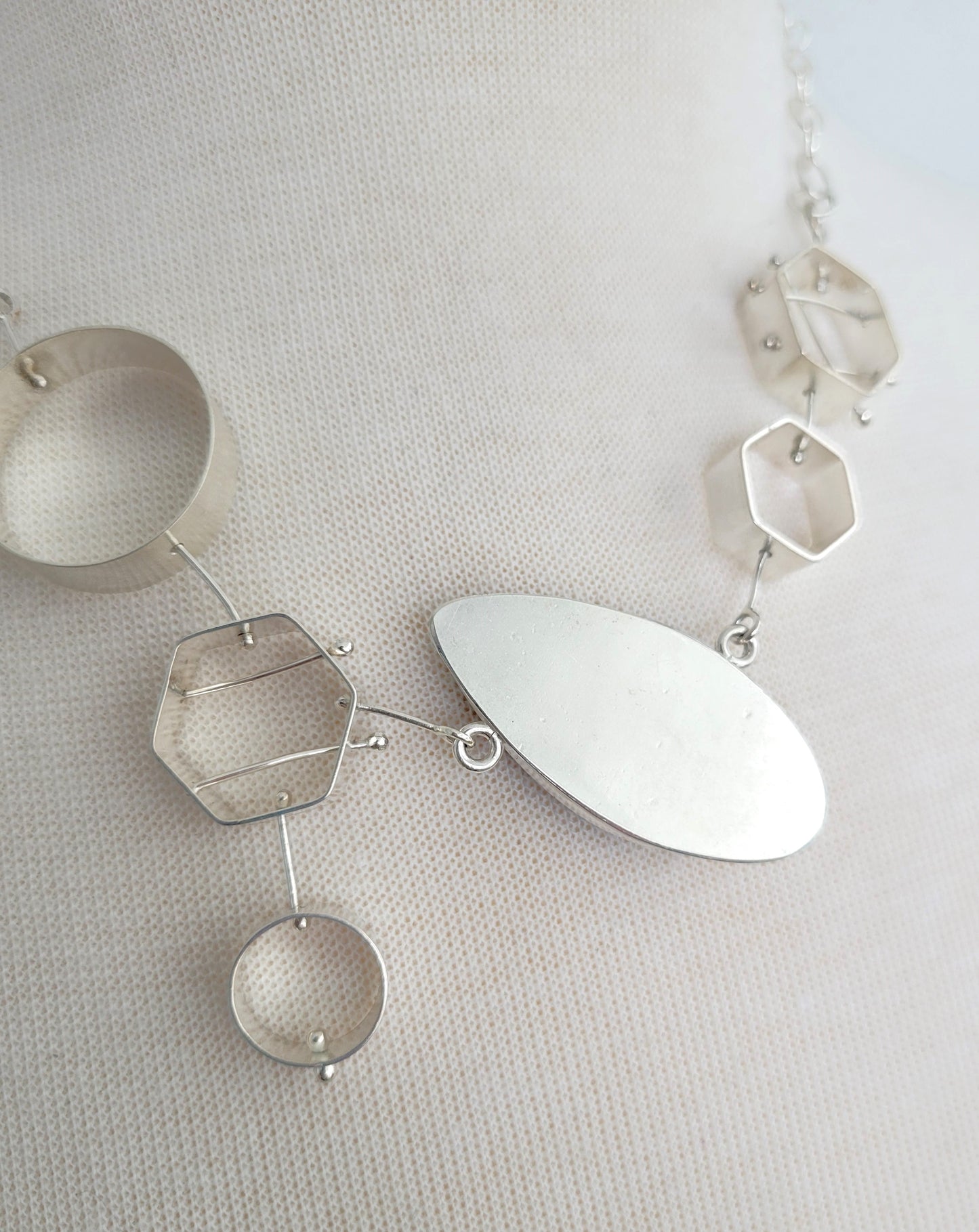 Geometric Bib Necklace with Red Tiger Eye