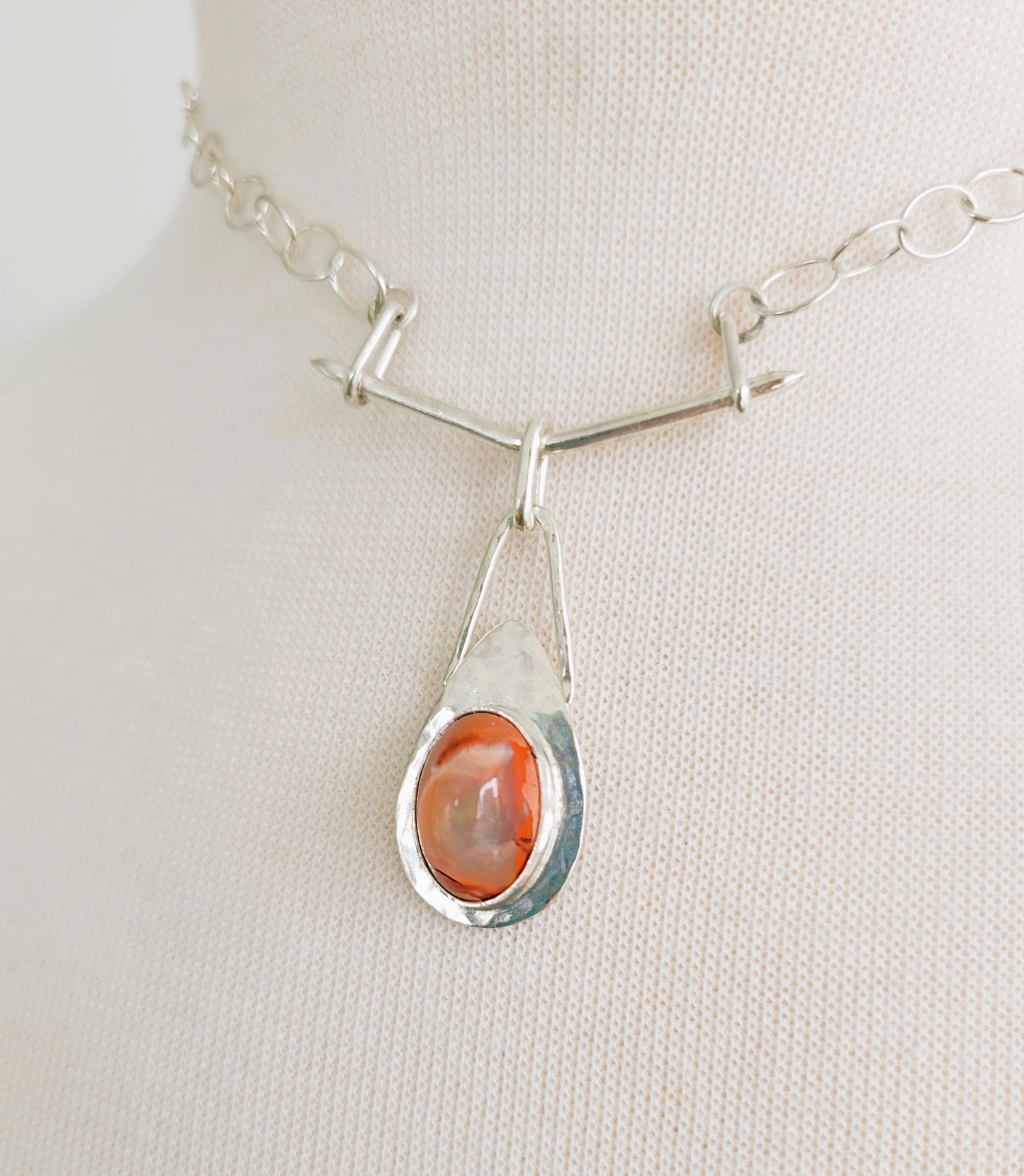 Floating Mexican Fire Opal Necklace