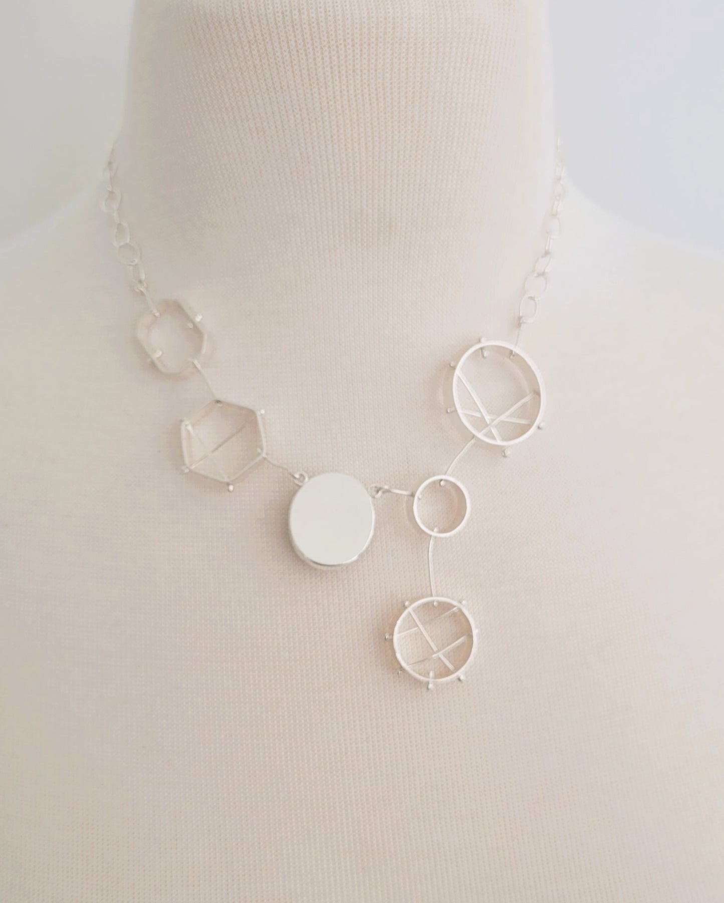 Geometric Bib Necklace with Mexican Bolder Opal