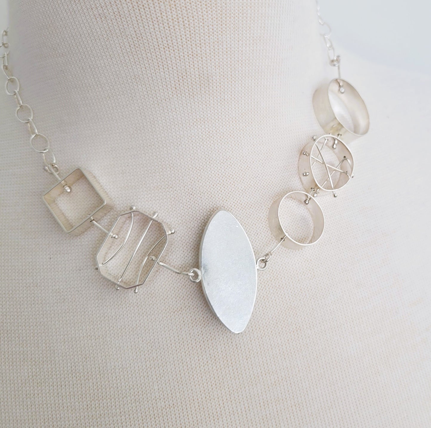 Geometric Bib Necklace with Marquis Labradorite