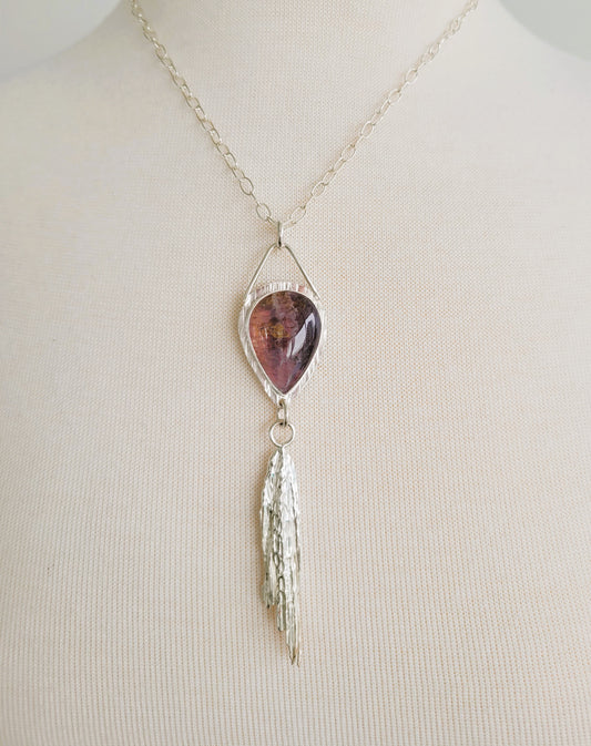 Fluorite and broom casting pendant