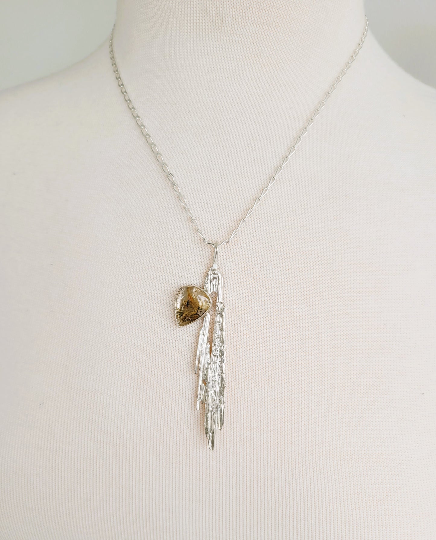 Rutilated Quartz and Broom Cast Pendant