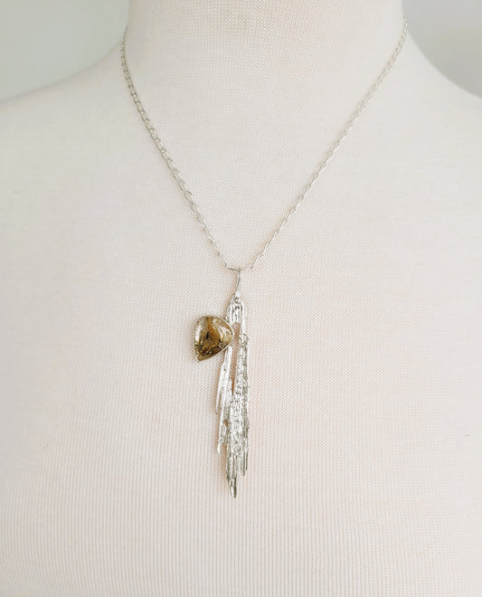 Rutilated Quartz and Broom Cast Pendant