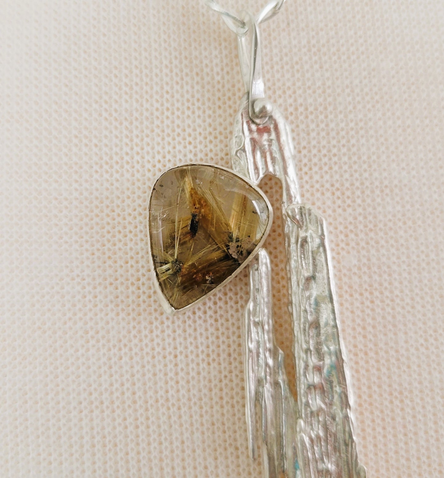 Rutilated Quartz and Broom Cast Pendant