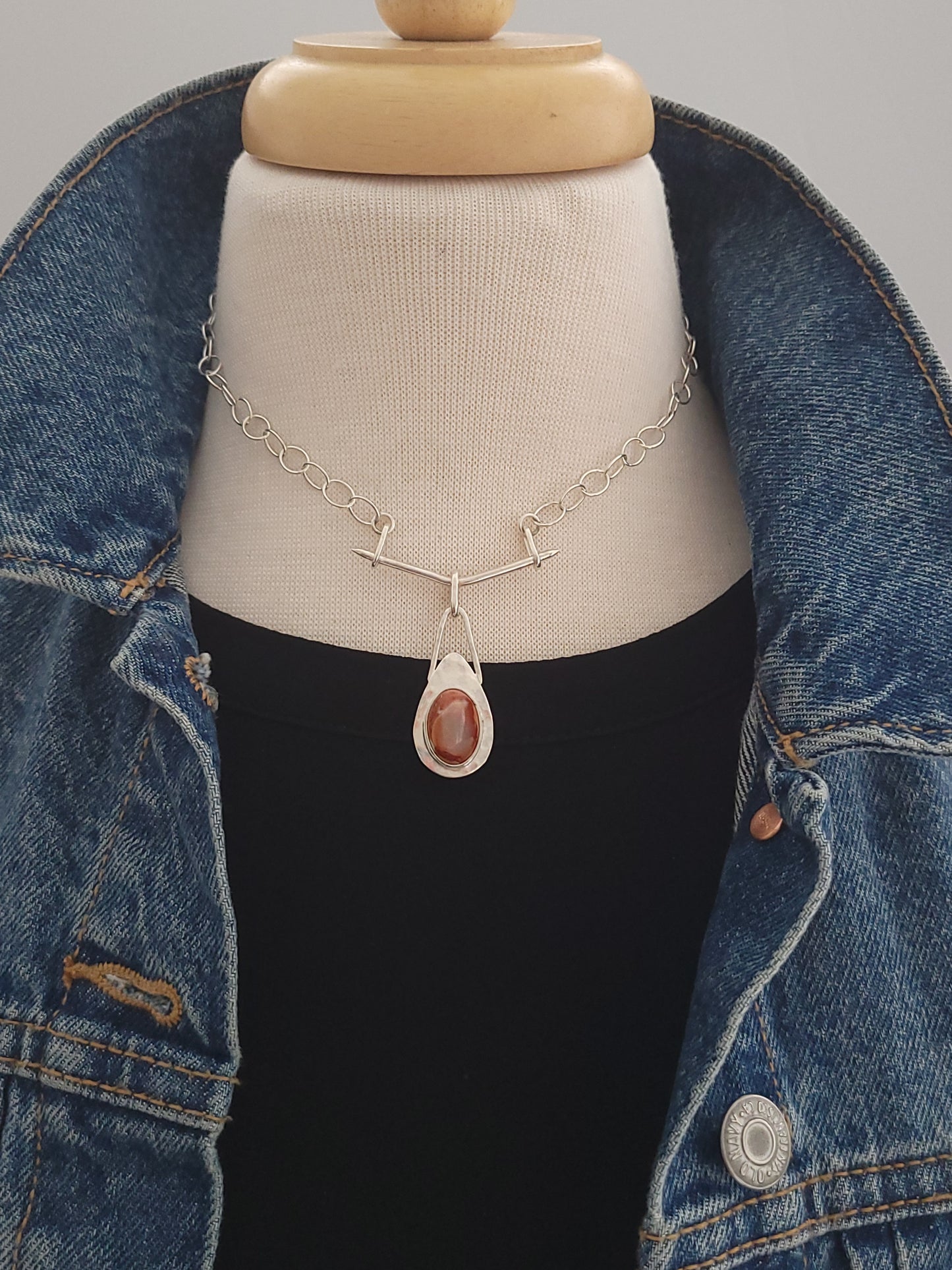 Floating Mexican Fire Opal Necklace