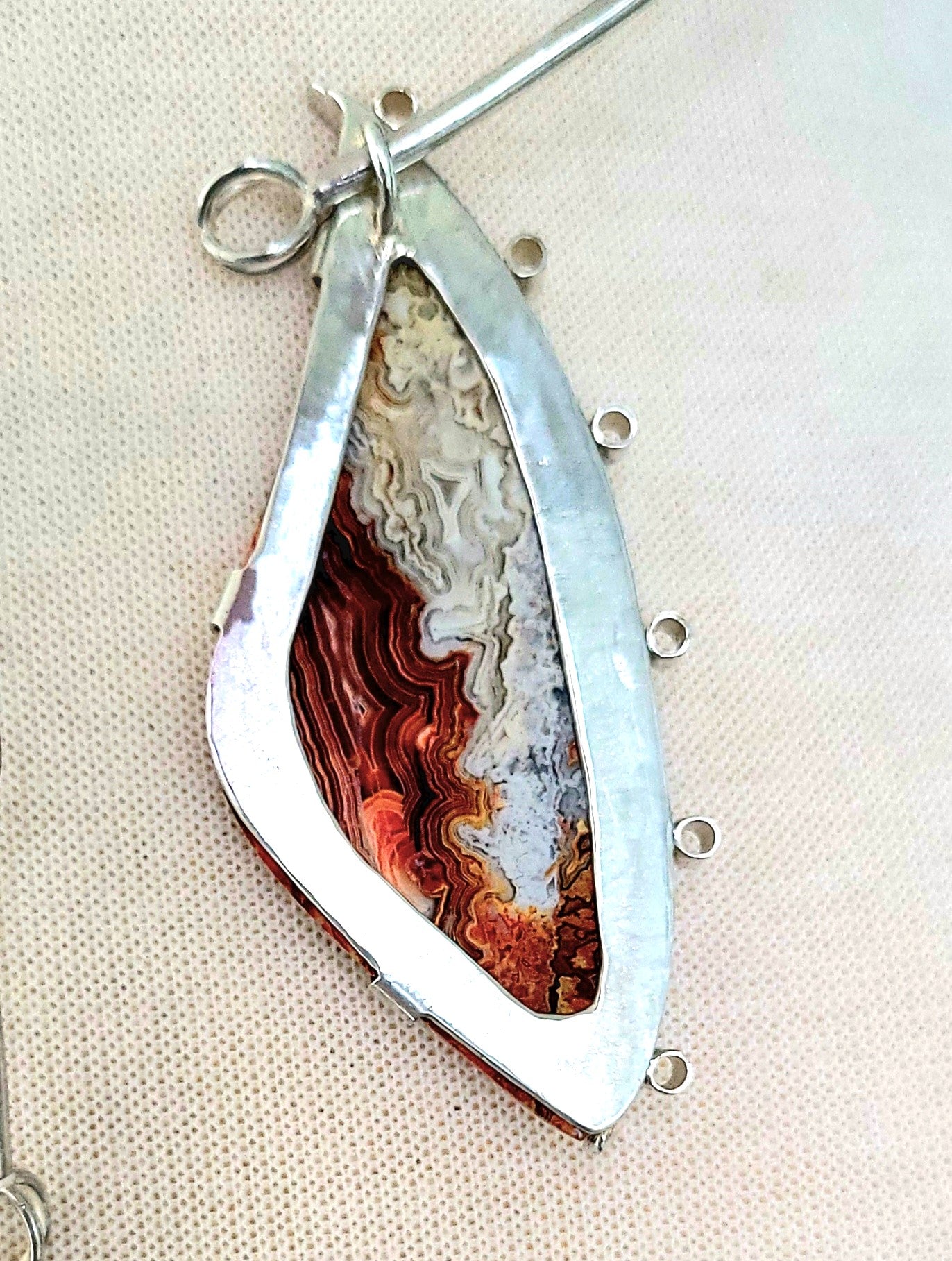 Wire Collar necklace with Crazy Lace Agate