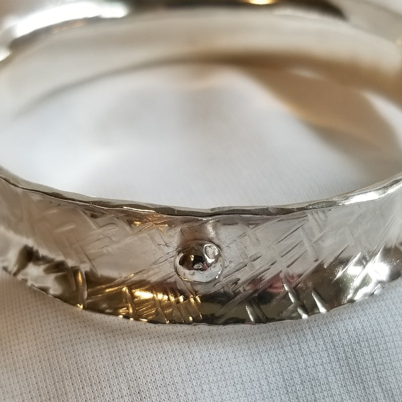 Textured Wide Bangle with Ball Detail