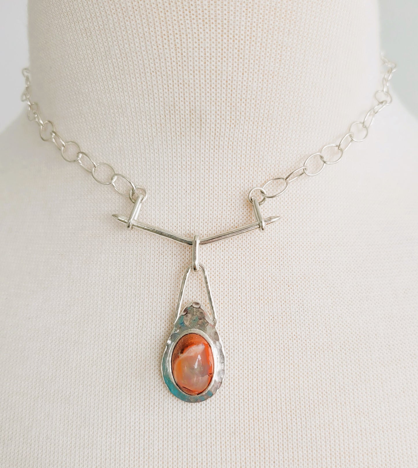 Floating Mexican Fire Opal Necklace